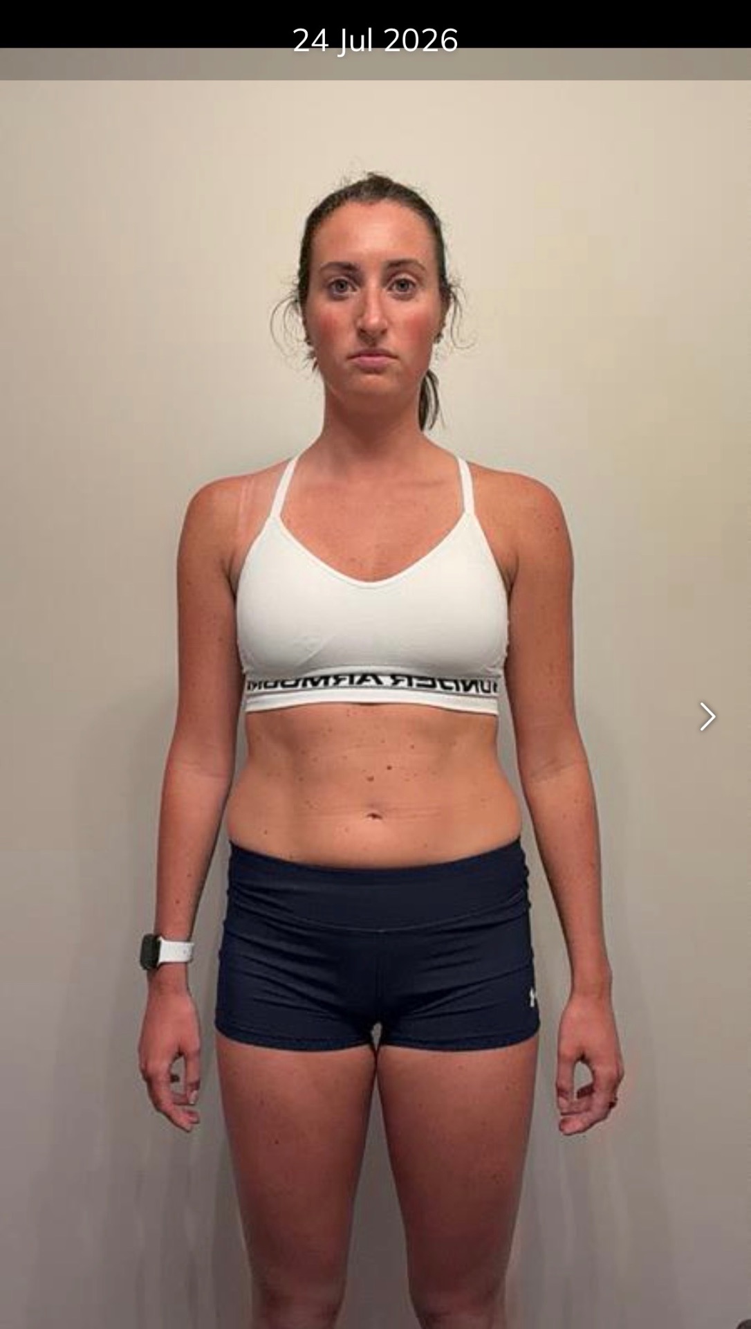 Client front check-in during week one of the cycle-synced training plan