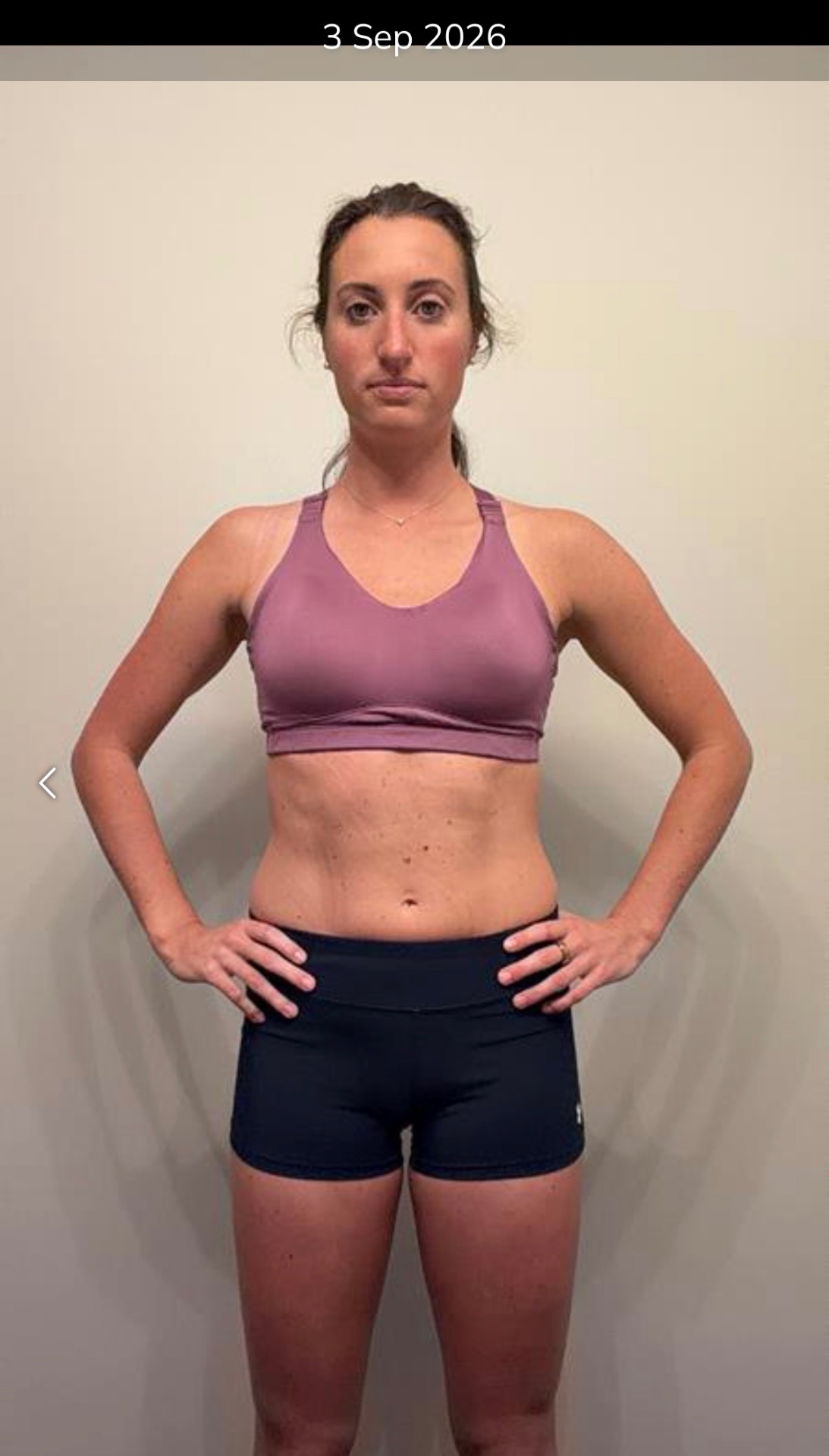 Client front check-in during week two of the cycle-synced training plan